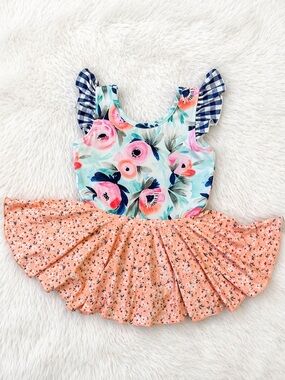 Very Cute Cheeky Plum Floral Twirl Dress Size 4T Like New